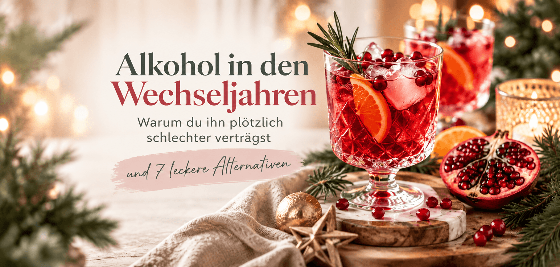 Alkohol in den Wechseljahren: Warum du ihn plötzlich schlechter verträgst und welche leckeren alkoholfreien Alternativen es gibt.